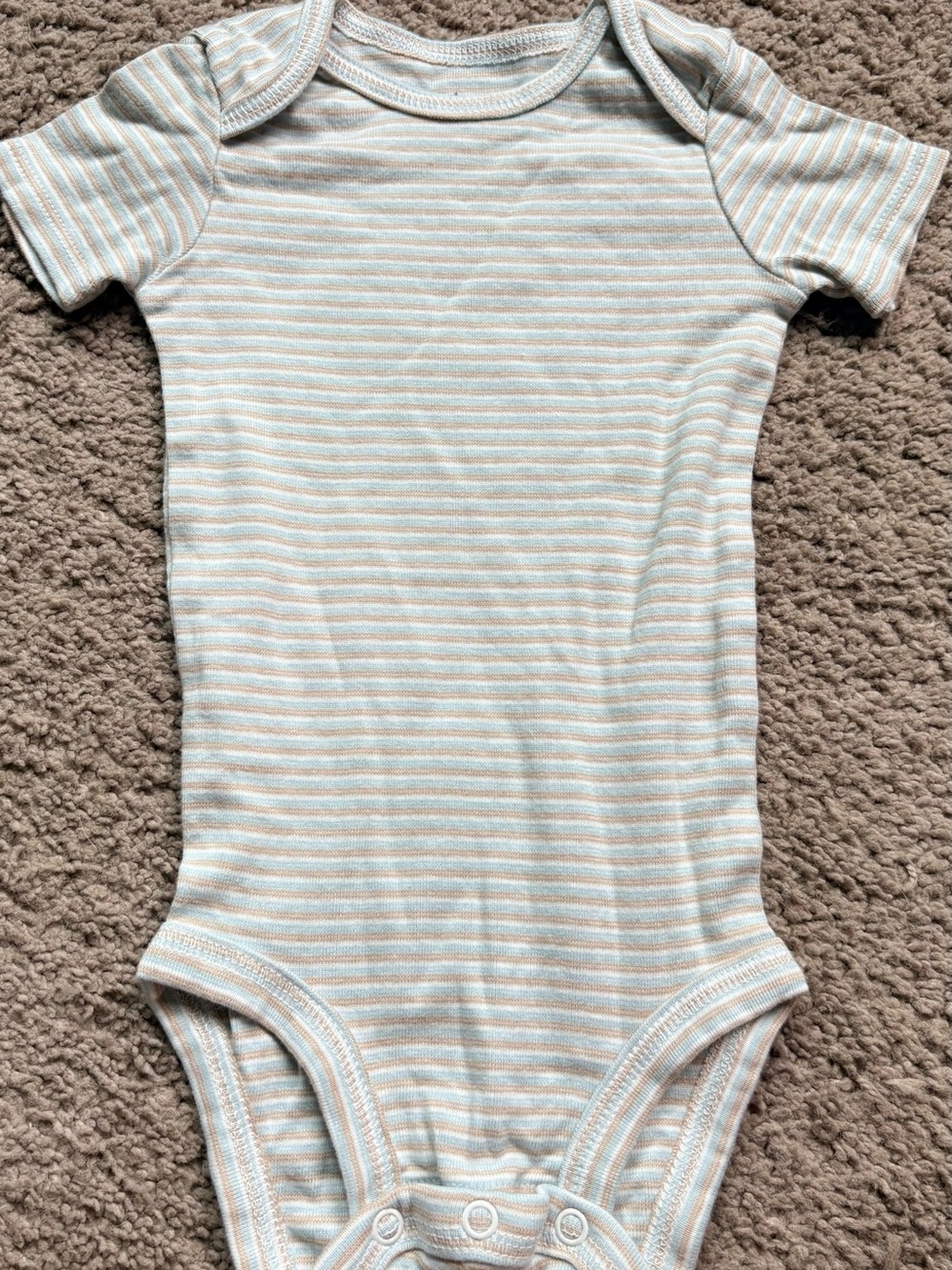 Carter's Short-Sleeve Striped One-Piece in Light Blue and Cream